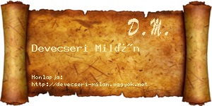 Devecseri Milán névjegykártya